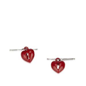 Christian Dior Red Heart Keyhole Drop Earrings